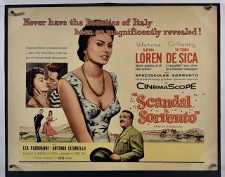 Scandal Sorrento Movie Poster (verygood, ) Half Sheet 1956 Sophia Loren 064r