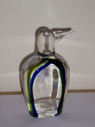 Kosta Boda Art Glass Penguin Sculpture Figurine Paperweight Vintage Paper Label