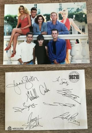 Exc Orig Beverly Hills 90210 Cast “signed” 1990 Spelling Ent 7x5 Fan Promo Card