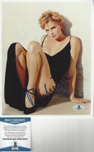 Actress Charlize Theron Autographed 8x10 Color Photo Beckett Certified