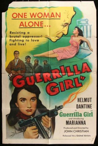 1953 Release 27x41 One Sheet Poster Guerrilla Girl Anti - Nzi Thriller