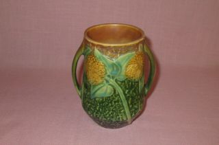 Roseville Pottery Arts & Crafts Sunflower Handled Vase 512 - 5 1930 5 1/4 "