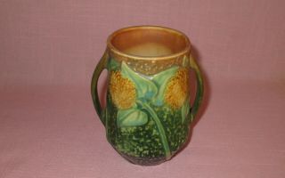 Roseville Pottery Arts & Crafts Sunflower Handled Vase 512 - 5 1930 5 1/4 