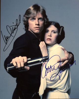 Mark Hamill & Carrie Fisher Signed Autographed 8x10 Star Wars Photo,