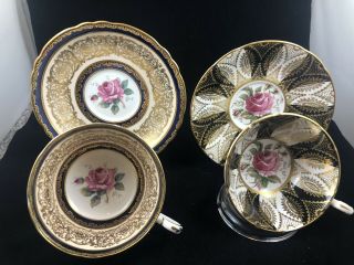2 Paragon Gold Floating Rose Cup & Saucer
