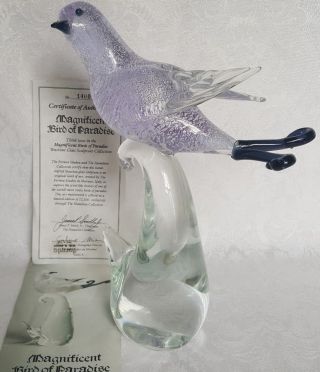 Murano Venetian Art Glass Magnificent Bird Of Paradise Figure W/silver Fleck