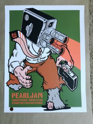 2003 Pearl Jam Sydney Australia Oz Concert Poster - Ames - S/n Artist Proof
