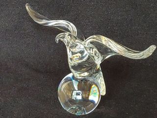 Steuben Glass Crystal Eagle On Ball Figurine James Houston Circa
