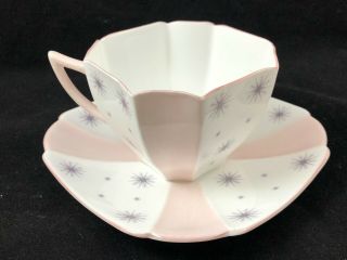 Stunning Shelley Pink Queen Anne Snow Crystals Cup & Saucer 2