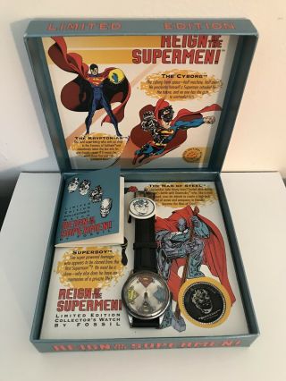 Fossil Reign Of The Supermen Watch Nib 1993 " Superboy " (ll1032)