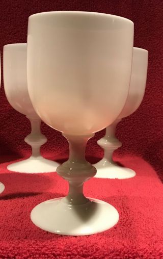Portieux Vallerysthal Vintage White Opaline Goblets 6.  5” Group Of 5