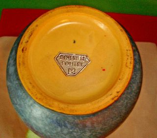 c.  1933 Roseville Pottery FALLINE Double Handled PEAPOD VASE,  Foil Label,  643 - 6 6