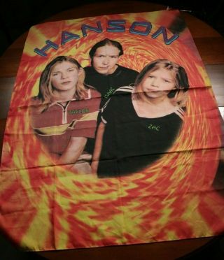 Vintage 90s Hanson Banner Flag Band Tour Concert Music Large 54x39 Brothers