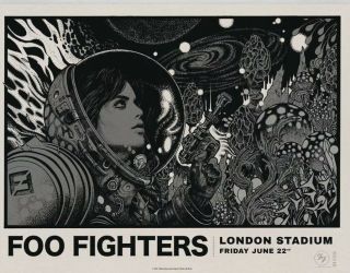 Foo Fighters London Stadium Richey Beckett Screenprint Poster S/n Xxx/100
