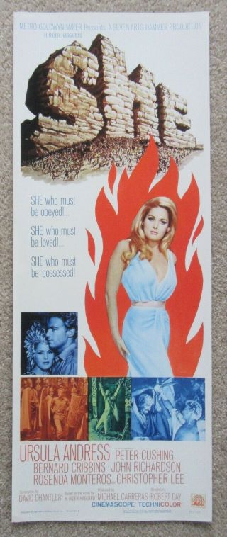 She 1965 Insrt Movie Poster Rld Ursula Andress Hammer Fantasy Nm