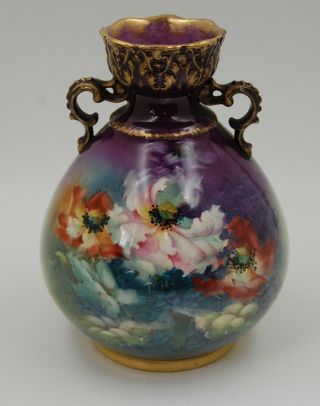 Antique Royal Bonn Hand Painted Porcelain Floral Vase