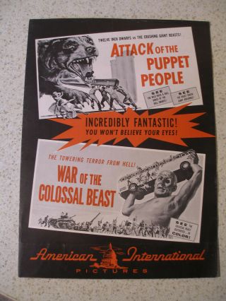 1958 Attack Of The Puppet People And War Of The Colossal Beast Advertising Kit