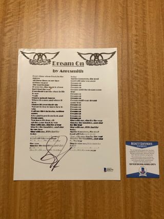 Steven Tyler Signed Autographed Dream On Lyric Sheet Bas Aerosmith Legend