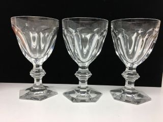 Crystal Baccarat 3 Water Goblets Large Wine Glasses - France