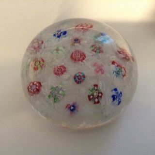 Baccarat Scattered Millefiore On Muslin Ground Paperweight