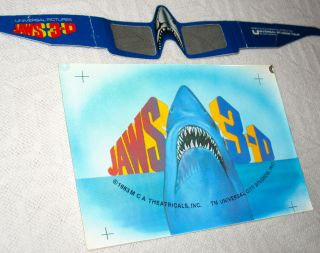 Jaws 3 - D Orig Movie Theater Polarized Glasses,  Lenticular Shark Promo Card Set 2