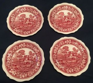 8 Copeland Spodes Tower Pink 10 5/8 " Dinner Plates Set Old Mark England Red Pink