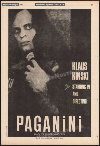 Klaus Kinski_paganini_original " 1970 " Trade Ad Promo / Poster_nikolai_niccolo
