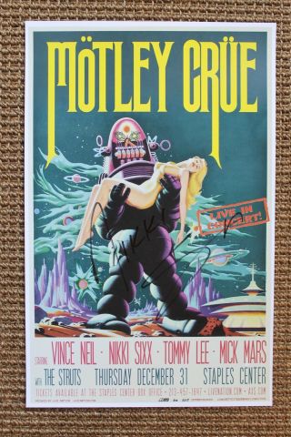 Nikki Sixx Signed Motley Crue Final Tour Show 12 - 31 Poster Autographed The Dirt