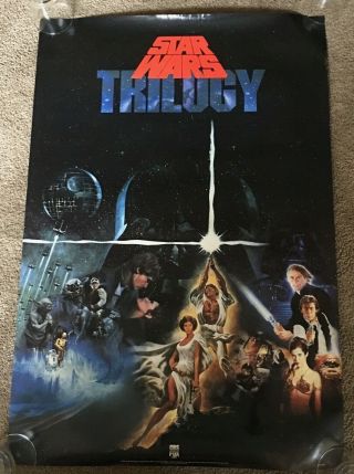 Star Wars Trilogy Cbs Fox Video 1990 Promotional Poster 25.  5 X 37.  5 In