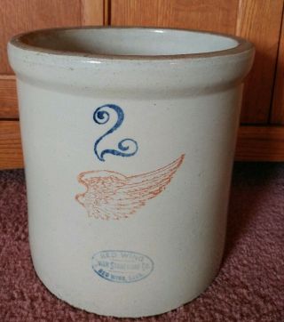 Antique Red Wing Union Stoneware Crock (2 Gal. )  No Chips