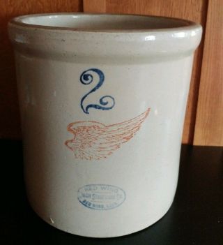 Antique Red Wing Union Stoneware Crock (2 gal. )  NO CHIPS 2