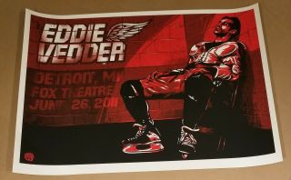 Eddie Vedder (pearl Jam) Poster Detroit 2011 Show Edition Art Mark 5 Red Wings