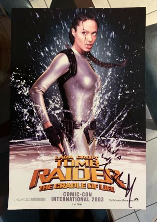 Autographed 2003 Tomb Raider Angelina Jolie Comic - Con Exclusive Movie Poster