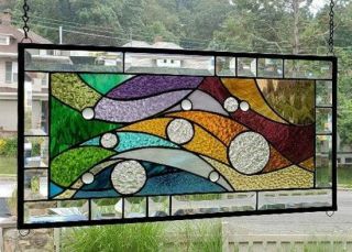 Go With The Flow Stained Glass Window Panel (signed And Dated)