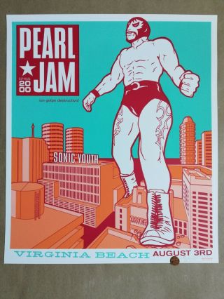 2000 Pearl Jam Virginia Beach,  Va Concert Poster - Ames - S/n