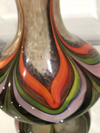 Murano Designer Hand Blown Glass Sculpture Large Vase Art Multi Color Italy Rare 3