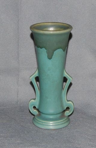 Roseville Pottery Carnelian Blue Green Drip Bud Vase 337 - 6