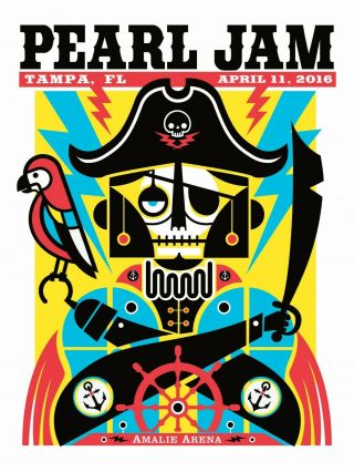 2016 Pearl Jam Tampa And Orleans Posters.  Signed And Numbered By Artist.