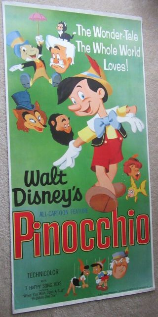 Pinocchio R62 3sht Movie Poster Linen Disney Classic Ex