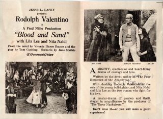 Rudolph Valentino Movie Herald Blood and Sand 1922 Paramount Pictures 2