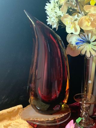 Sommerso Murano Italy Glass Sculpture Vase Oggetti L.  Onesto Signed 15 " Tx7 " 16lb
