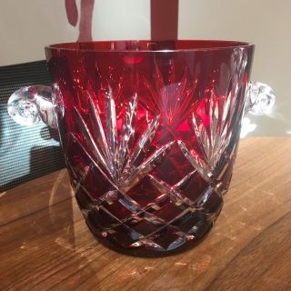 Ajka Crystal Ruby Red Cut To Clear Crystal Ice Bucket -