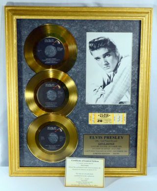 Elvis Presley Gold Plated Framed Records & Concert Ticket Love Songs 372/395
