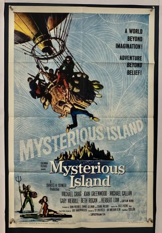 Mysterious Island Movie Poster (fine) One Sheet 1961 Folded Sci - Fi Fantasy 4337