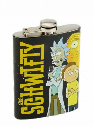 Rick And Morty Get Schwifty Stainless Steel 8 Oz.  Flask