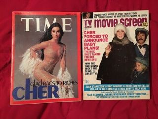 Cher - 2 1975 Magazines Time And Tv Movie Screen