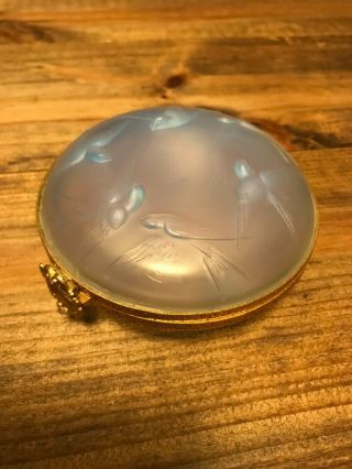 Sabino France Swallow Bird Art Glass Opalescent Crystal Boudoir Powder Box