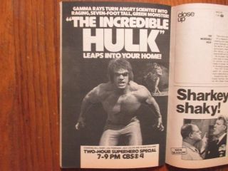 Oct - 1977 Tv Guide (the Incredible Hulk/lou Ferrigno/space Academy/beverly Archer