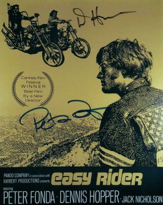 Dennis Hopper Peter Fonda Easy Rider Autographed 8x10 Signed Photo,