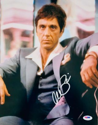 Al Pacino Autographed 11x14 Scarface Photo Tony Montana Suit - Psa/dna 2